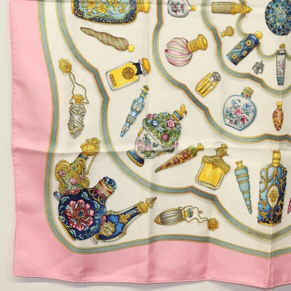 HERMES Carre 90 Scarf ""Qu importe le flacon"" Silk Pink Auth 135496 - Picture 5 of 14